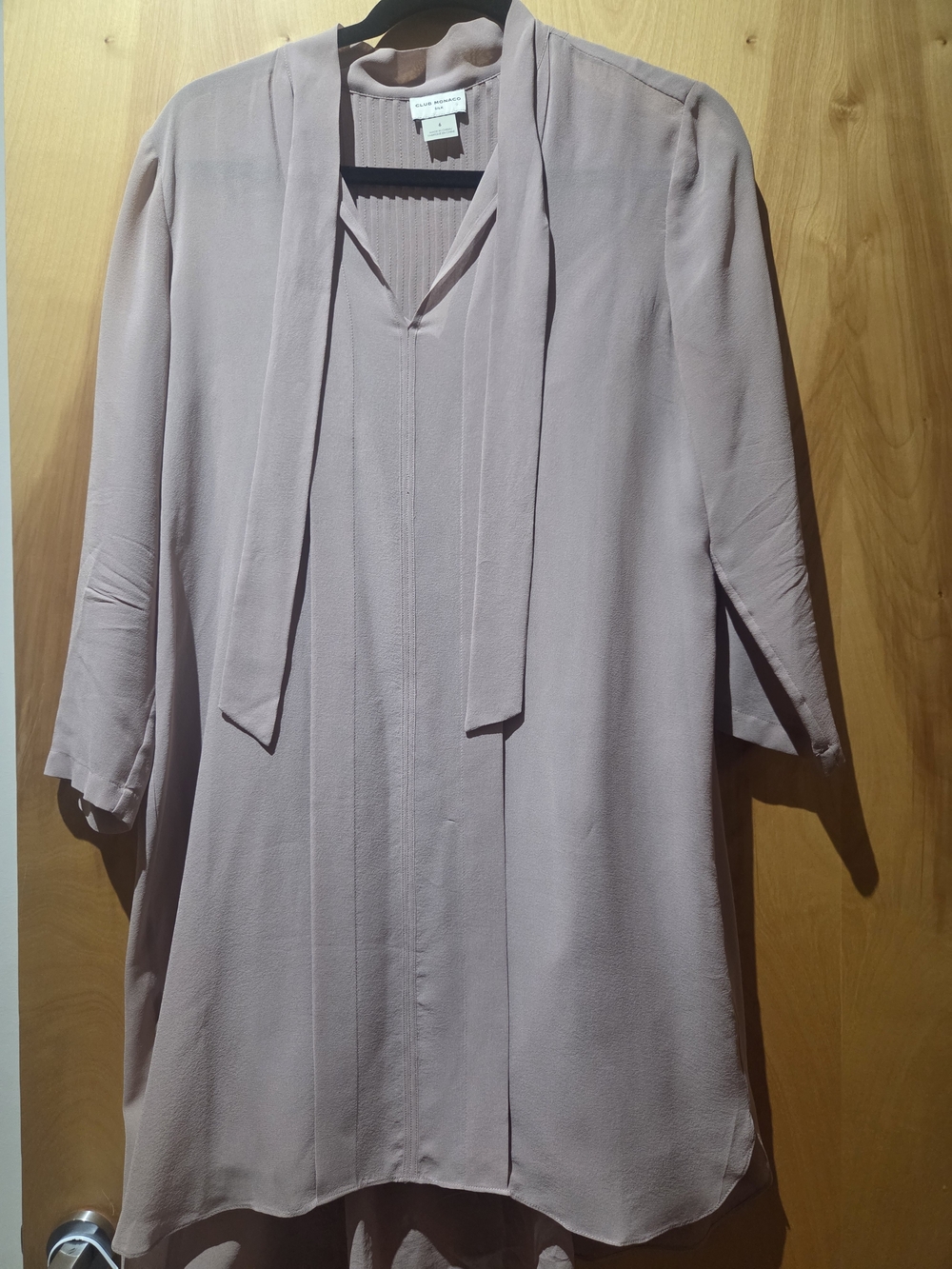 Club Monaco Dusty Rose Silk Blouse with Pleated Back